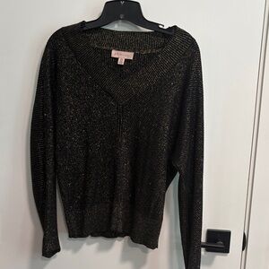 Philosophy Black Metallic Gold-Thread V-Neck Sweater